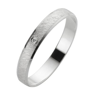 Trauring FIRETTI "Schmuck Geschenk Gold 375 Hochzeit Ehering Trauring "LIEBE" Gr. 20, weiß (weißgoldfarben), Fingerringe, 20, 0,01 ct SI = kleine Einschlüsse mit Brillant, Weißgold 375, 3mm, Made in Germany, wahlweise mit oder ohne Brillant Image