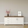 Sideboard "York", weiß (weiß, eiche), B:184cm H:79cm T:44cm, SET ONE BY MUSTERRING, Sideboards, Typ 51, mit viel Stauraum, Bügelgriff silber, B 184 x H 79 cm