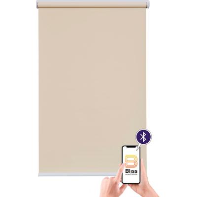 Elektrisches Rollo SUNLINES "San Francisco", beige (creme, weiß), B:160cm H:180cm, Polyester, Rollos, appgesteuert via Bluetooth, mit Motor und Akku, weißer Fallstab Image