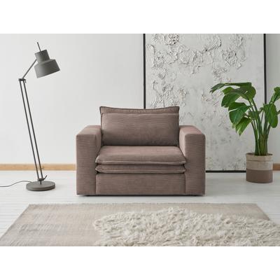 Loveseat PLACES OF STYLE "PIAGGE", braun (hellbraun), B:125cm H:83cm T:91cm, Sessel, Hochwertiger Cord, trendiger Loveseat Image