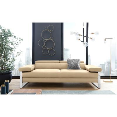 2-Sitzer W.SCHILLIG "finn", beige (sahara s37), B:230cm H:71cm T:106cm, Flachgewebe S22 (100% Polyester), Stoff S37 (100% Polyester), Longlife Xtra-Leder Z59: Glattleder mit modischer Prägung. Hautstärke 0, 9 - 1, 1 mm, Sofas, German Design Award... Image