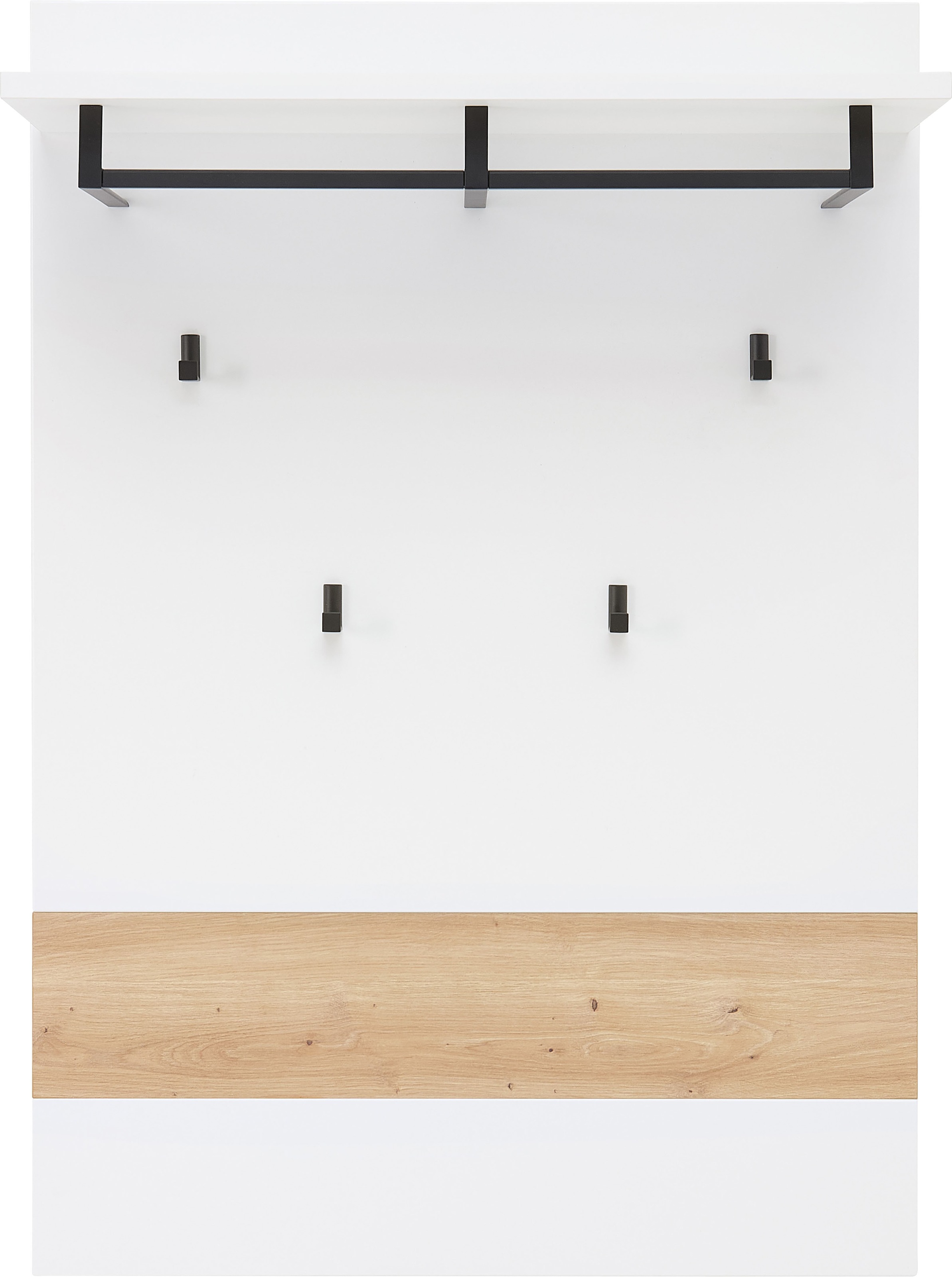 Garderobenpaneel INNOSTYLE "Memphis Garderobenpaneel, 80x118x30cm (B/H/T)", weiß (weiß, artisan eiche), B:80cm H:118cm T:30cm, Holzwerkstoff, Metall, Garderobenpaneele, Garderobenpaneel, 4 Haken, Ablage, Kleiderstange