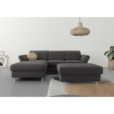 Ecksofa SIT & MORE "Apulia L-Form", grau (fango), B:250cm H:78cm T:185cm, Webstoff (100% Polyester), Struktur weich (90% Polyester, 10% Polyamid), Luxus-Microfaser Euphoria (100% Polyester), Samtoptik (100% Polyester), Sofas, wahlweise Bettfunktion,... Image