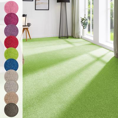 Teppichboden ANDIAMO "Ines, Kräuselvelours, Made in Netherlands", grün, B:400cm H:8,5mm L:600cm, Kunstfaser, Teppiche, Uni Farben, Breite 400 cm, strapazierfähig & pflegeleicht Image