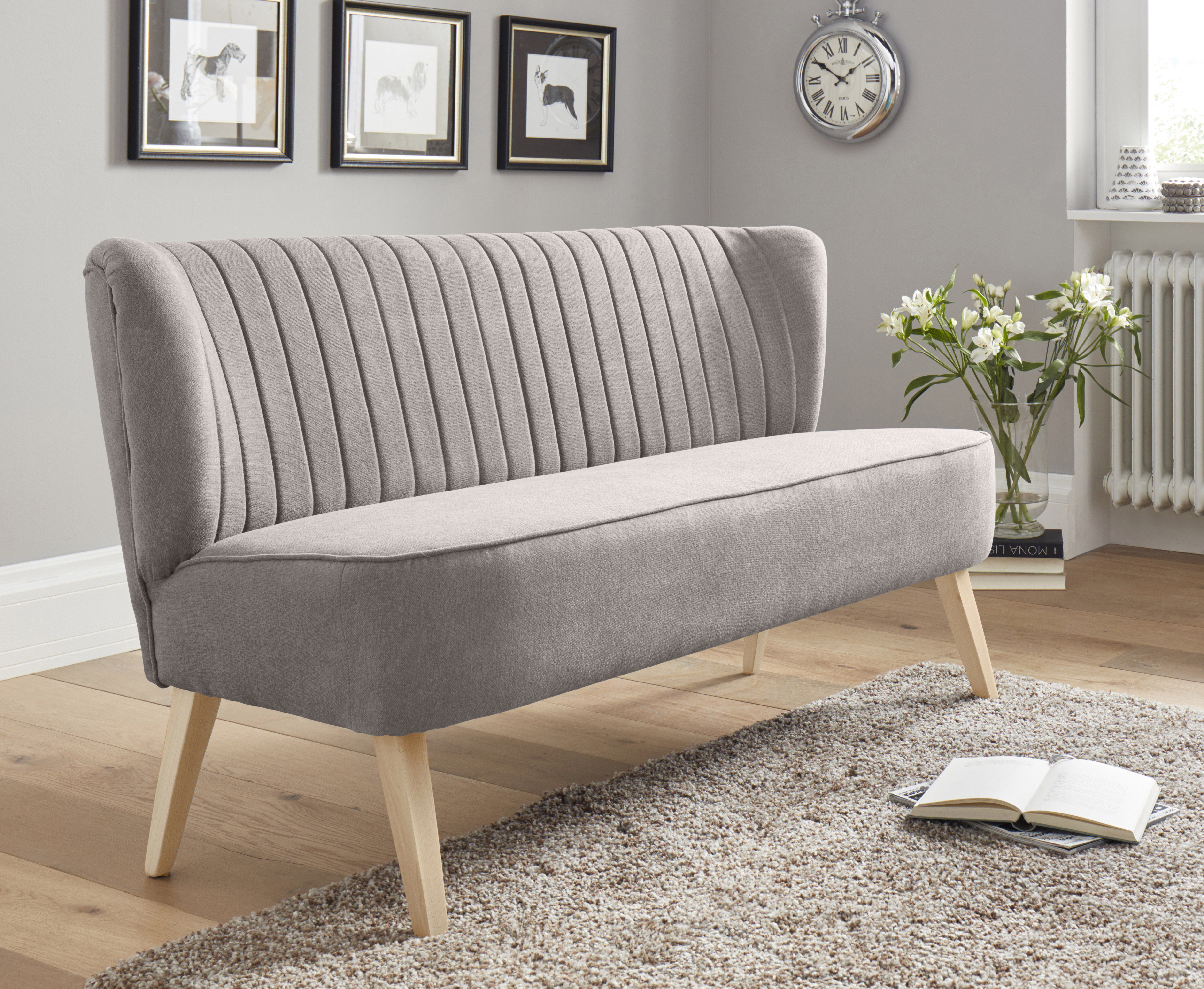 2-Sitzer INOSIGN "Campi", grau (taupe), B:140cm H:81cm T:67cm, 92% Polyester, 8% Nylon, Sofas, bequemes Küchensofa, frei im Raum stellbar