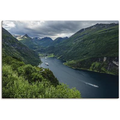 Wandbild ARTLAND "Blick auf den Geirangerfjord Norwegen", grün (farbe bild(er): grün), B:120cm H:80cm, Bilder, als Alubild, Outdoorbild, Leinwandbild, Poster in verschied. Größen Image