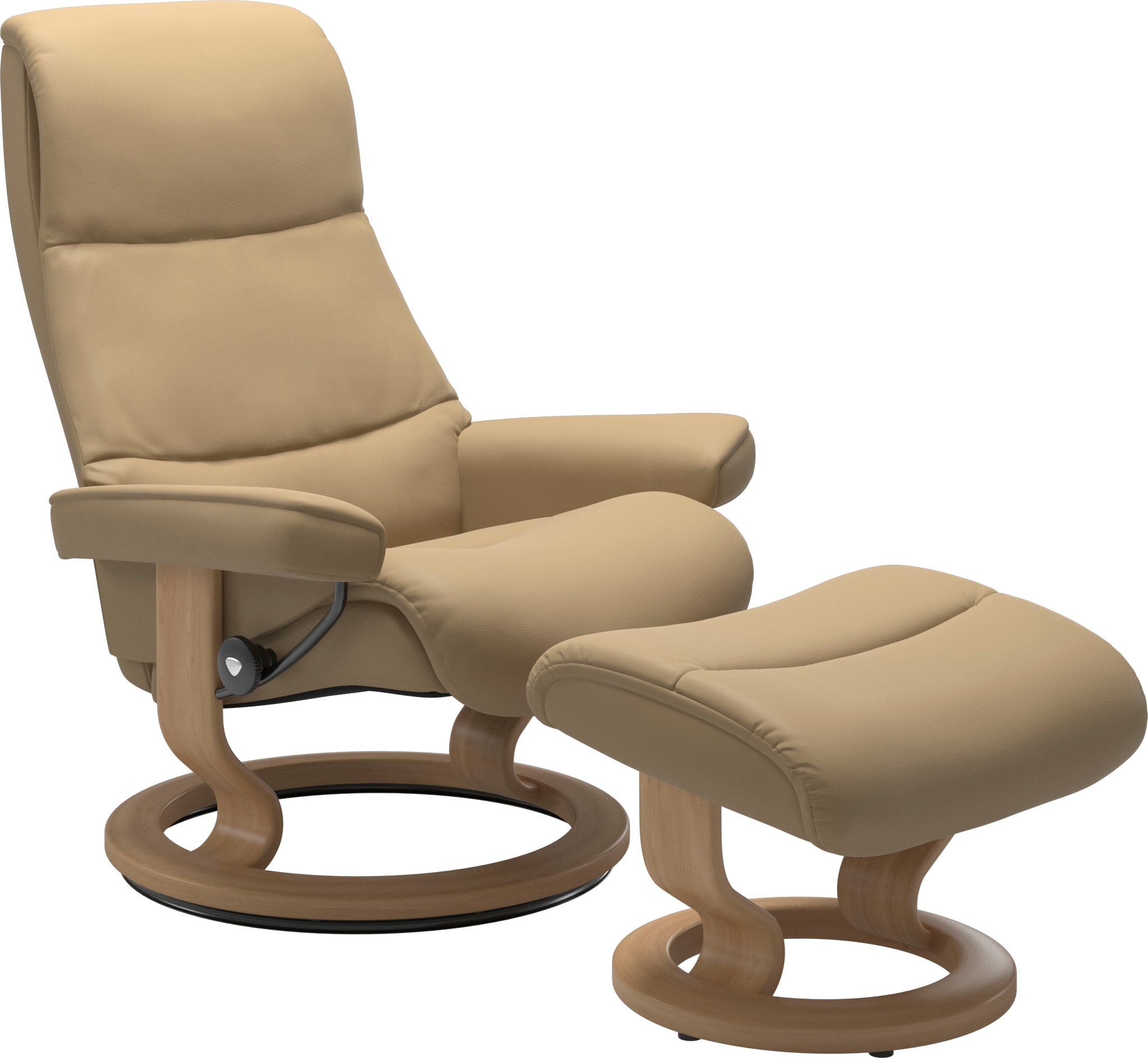 Fußhocker STRESSLESS "View", beige (sand paloma), B:57cm H:40cm T:47cm, Leder BATICK: BATICK ist ein leicht korrigiertes, durchgefärbtes und genarbtes Möbelleder, bei dem die meisten Unebenheiten und Spuren in der Regel entfernt wurden.;Leder...