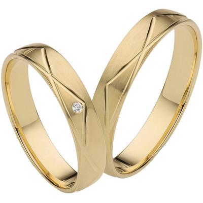 Trauring FIRETTI "Schmuck Geschenk Gold 375 Hochzeit Ehering "LIEBE" Gr. 64, gold (gelbgoldfarben), Fingerringe, 64, 0,01 ct SI = kleine Einschlüsse mit Brillant, Gelbgold 375, 4mm, Made in Germany - wahlweise mit oder ohne Brillant Image