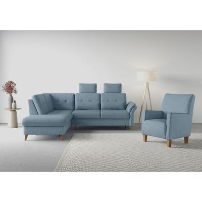 Ecksofa SIT & MORE "Göteborg", blau (eisblau), B:250cm H:90cm T:226cm, Sofas, inkl. Sitztiefenverstellung, wahlweise mit Bettfunktion & Bettkasten Image