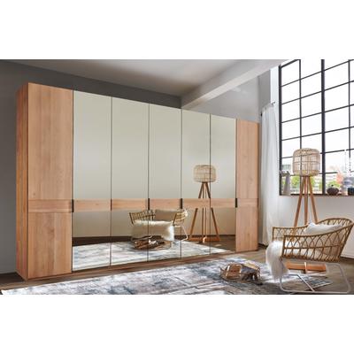 Drehtürenschrank WIEMANN "Cardiff, Massivholztüren in Kombination mit Glas- oder Spiegeltüren", braun (parsol, bronze, spiegelglas), B:344,2cm H:216cm T:58cm, Floatglas, Holzwerkstoff, Hartfaserplatte, Massivholz, Schränke, hochwertiges Design in... Image