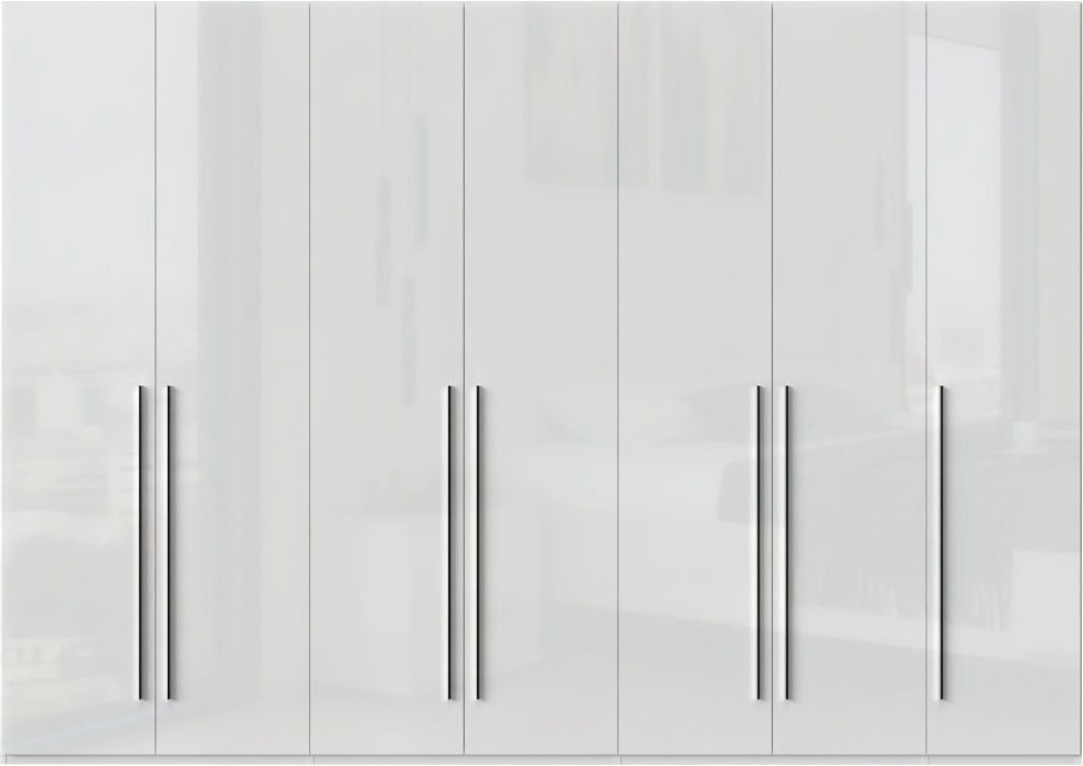 Kleiderschrank PLACES OF STYLE "Piano, UV lackiert, hochglänzend in beige oder weiß, FSC-zertifiziert", weiß (weiß hochglanz), B:317cm H:224cm T:56cm, Spanplatte, Schränke, Kleiderschrank Drehtürenschrank, in vielen Breiten, Höhe 224cm, mit... Image