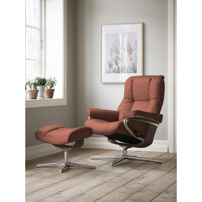 Fußhocker STRESSLESS "Mayfair", rot (henna paloma), B:55cm H:41cm T:39cm, Leder PALOMA: PALOMA ist ein durchgefärbtes Semianilin-Möbelleder mit natürlicher Narbung., Hocker, mit Cross Base, Größe S, M & L, Holzakzent Wenge Image