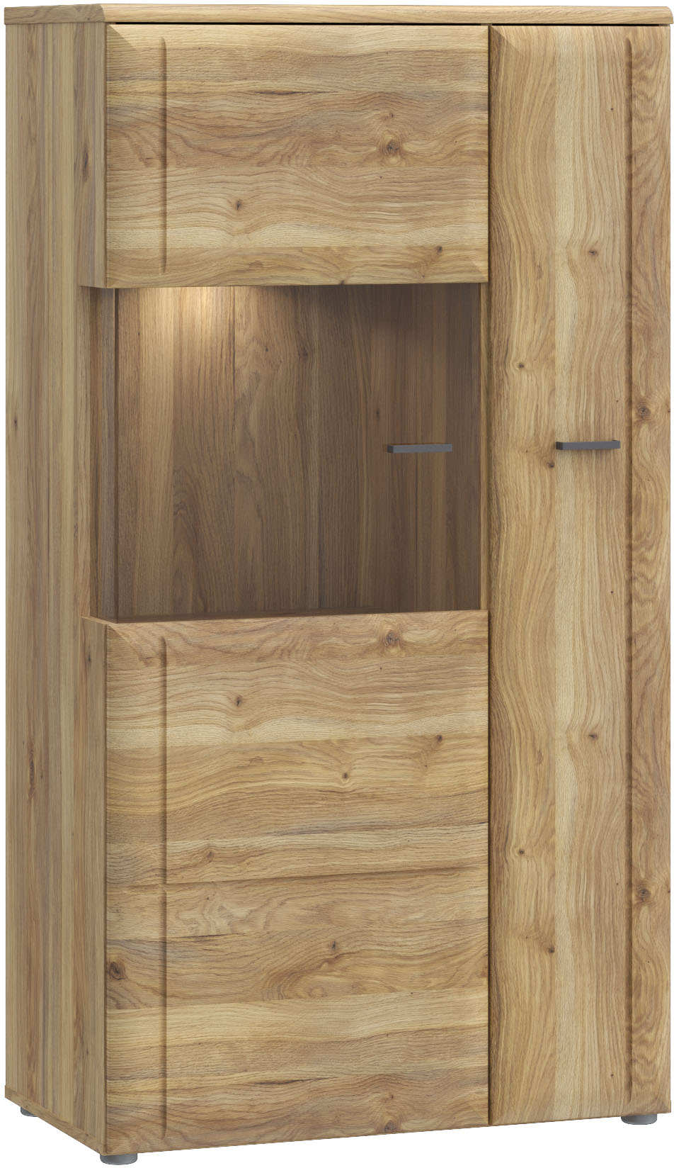 Vitrine FORTE "Akinori", braun (mauvella eiche), B:75,1cm H:140cm T:41,8cm, Spanplatte, Schränke, Highboardvitrine, Glastüre, Soft Close, MDF Front Image