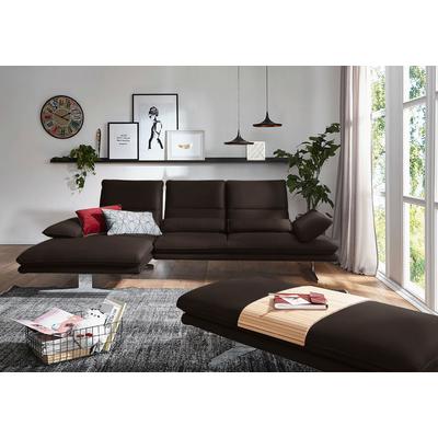 Ecksofa W.SCHILLIG "broadway, Designsofa mit tollem Sitzkomfort, L-Form", braun (braun z59), B:291cm H:94cm T:164cm, Longlife Xtra-Leder Z59: Glattleder mit modischer Prägung. Hautstärke 0, 9 - 1, 1 mm, Sofas, Sitztiefenverstellung, Kopfteil- &... Image