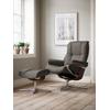 Fußhocker STRESSLESS "Mayfair", grau (metal grau paloma), B:55cm H:41cm T:39cm, Leder PALOMA: PALOMA ist ein durchgefärbtes Semianilin-Möbelleder mit natürlicher Narbung., Hocker, mit Cross Base, Größe S, M & L, Holzakzent Braun