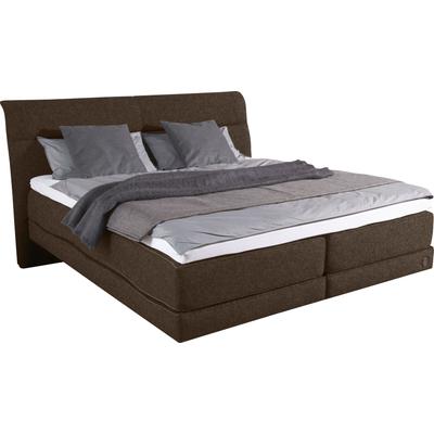 Boxspringbett BIRKENSTOCK "Arran", braun (dunkelbraun cww 24), B:217cm L:225,5cm, Loden CWW (70% Wolle, 25% Polyamid, 5% andere Fasern), Scheuertouren 40000, Komplettbetten, Boxspringbett, Schwebeoptik, Kopfteil mit horizontaler Steppung,... Image