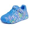 Sneaker SKECHERS "UNO LITE - LOVE LEVITATE", Kinder, Gr. 28, blau, Lederimitat, casual, Schuhe, Schnürschuh mit bedruckter Sohle, Größenschablone zum Download