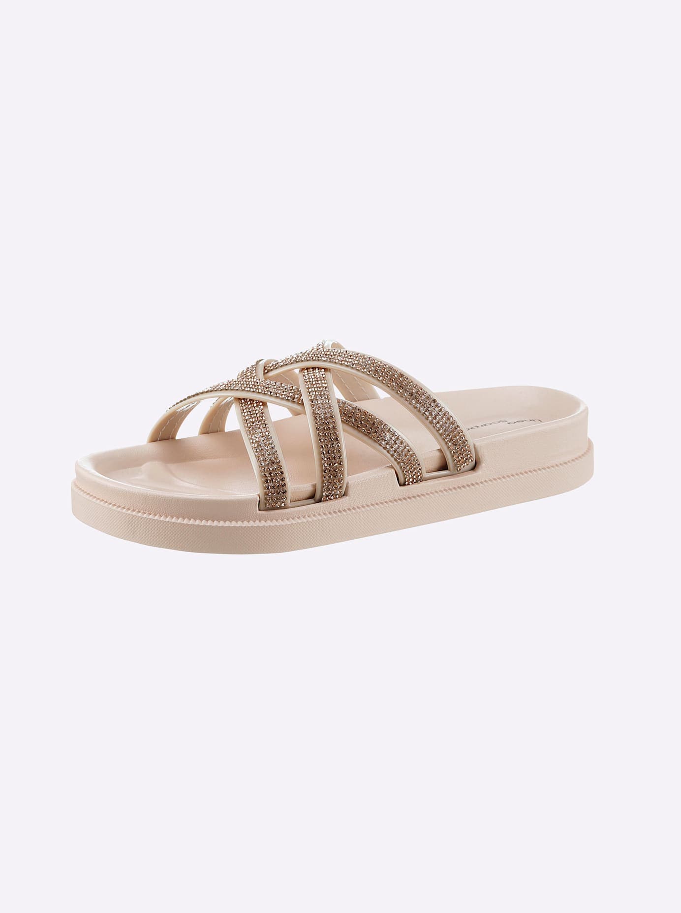 Badepantolette SIEBI`S, Damen, Gr. 38, beige (puder), Synthetik, Schuhe