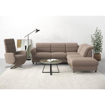 Ecksofa SIT & MORE "Grenoble L-Form mit Federkern", grau (taupe), B:247cm H:85cm T:222cm, Sofas, wahlweise mit Bettfunktion, Bettkasten, Arm- und Kopfteilverstellung Image