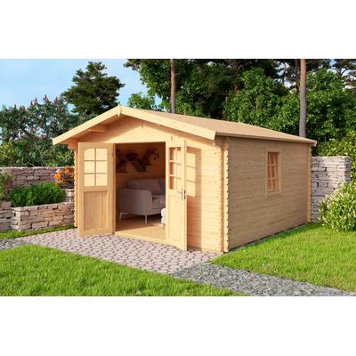 Gartenhaus KONIFERA "Nienstedten 2", beige (naturbelassen), Fußboden im Gartenhaus, ohne Dacheindeckung, Holzwerkstoff, Gartenhäuser, in 3 Varianten