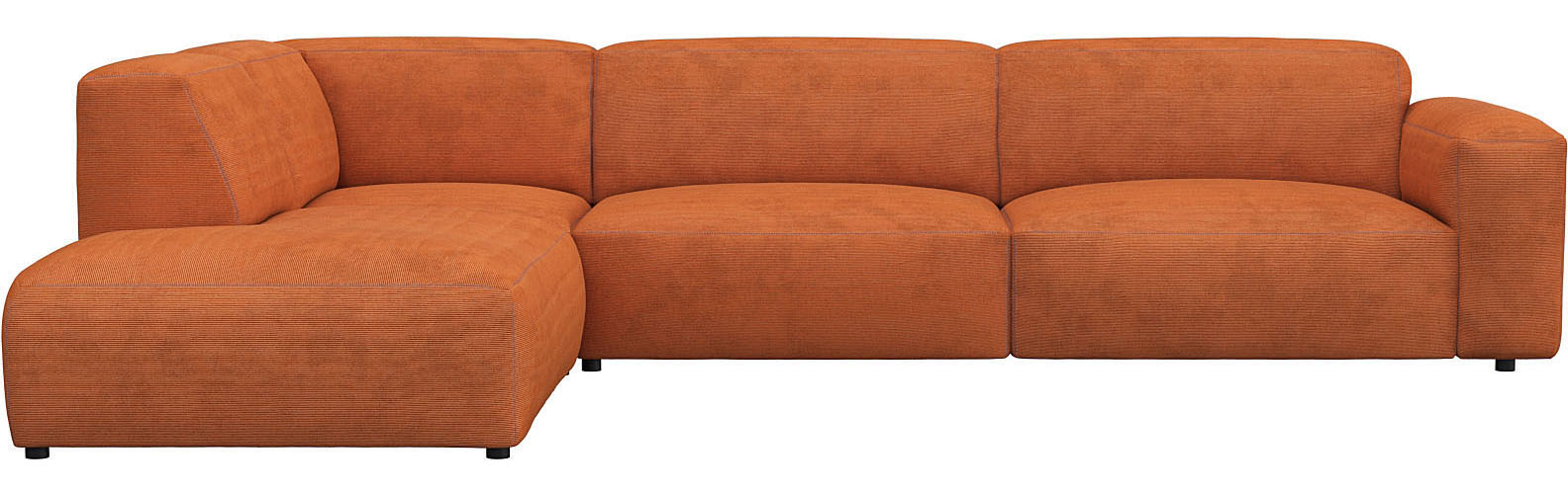 Ecksofa FLEXLUX "Lucera, super bequem durch hochwertigen Sitzaufbau mit Kaltschaum", orange (burned orange), B:321cm H:73cm T:231cm, 85% Polyester/15%Polyamide, Sofas, Ecksofa, modern & anschmiegsam, L-Form, Designsofa