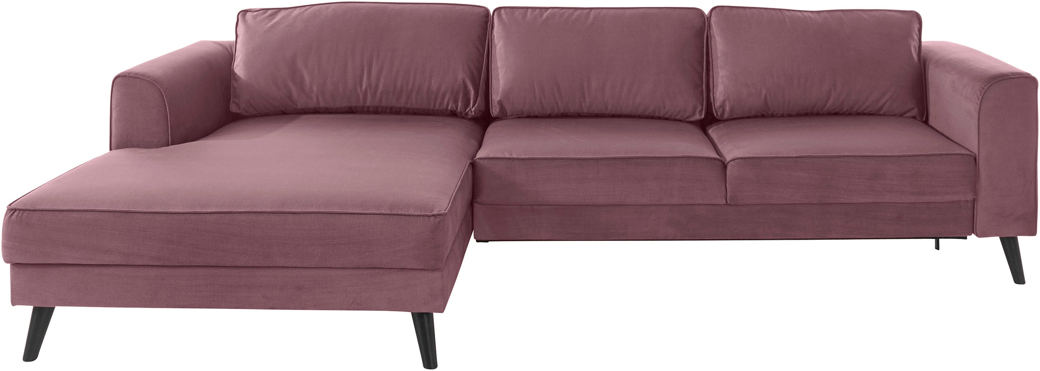 Ecksofa HOME AFFAIRE "Lumber Jack, elegant und bequem, Breite 280, hoher Fuß, L-Form", rosa (altrosa), B:280cm H:85cm T:167cm, Sofas, Ecksofa, in moderner Optik