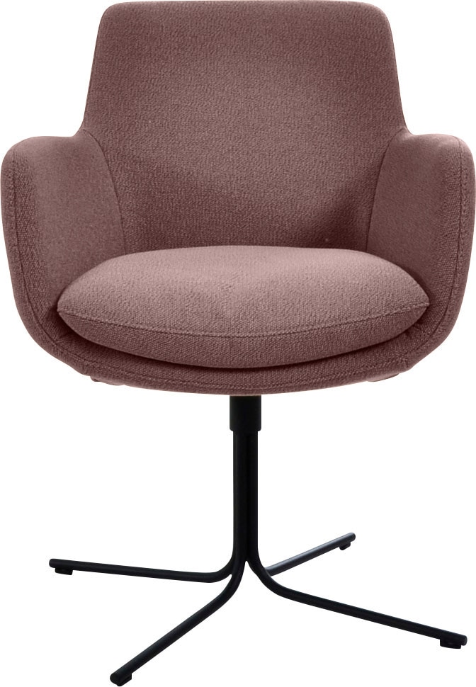 Drehstuhl K+W KOMFORT & WOHNEN "Pego", rosa (rose 90), B:59cm H:84cm T:65cm, Stühle, Drehstuhl Esszimmerstuhl, filigranem 4-Fuß-Gestell in schwarz