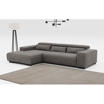 Ecksofa COTTA "Side L-Form, mit Kopfteilverstellung & 3 Nierenkissen", grau (stone), B:304cm H:71cm T:186cm, 96% POLYESTER (PES) / 4% POLYAMID (PA), Sofas, optional motorische Sitztiefenverstellung Image