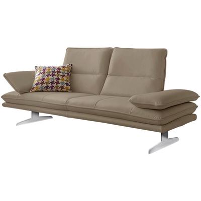 2,5-Sitzer W.SCHILLIG "broadway Designsofa mit hohem Sitzkomfort", braun (stone z59), B:236cm H:94cm T:96cm, Longlife Xtra-Leder Z59: Glattleder mit modischer Prägung. Hautstärke 0, 9 - 1, 1 mm, Sofas, Sitztiefenverstellung, Kopfteil- &... Image
