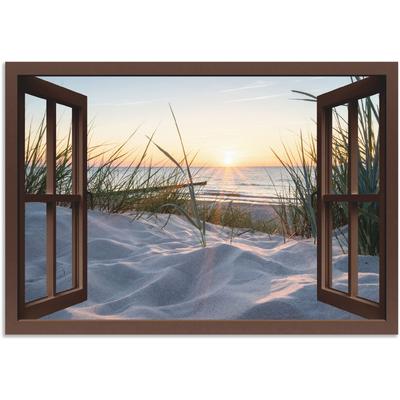 Wandbild ARTLAND "Ostseestrand durchs Fenster", beige (farbe bild(er): naturfarben), B:130cm H:90cm, Bilder, als Alubild, Outdoorbild, Leinwandbild, Wandaufkleber, versch. Größen Image