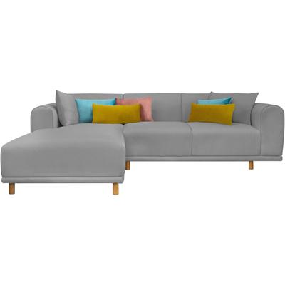 Ecksofa ANDAS "Maroon L-Form", grau (hellgrau), B:285cm H:82cm T:191cm, Struktur (100% Polyester), Struktur grob ( 100% POLYPROPYLEN, Struktur fein ( 100% Polyester), Sofas, in skandinavischem Design, mit losen Kissen Image