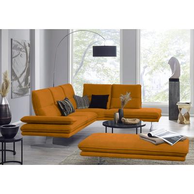 Ecksofa W.SCHILLIG "broadway, Designsofa, mit tollem Sitzkomfort, L-Form", gelb (brandy s37), B:284cm H:94cm T:224cm, Stoff S37 (100% Polyester): Luxus-Microfaser in Lederoptik, Sofas, Sitztiefenverstellung, Kopfteil- & Seitenteilverstellung, Breite... Image