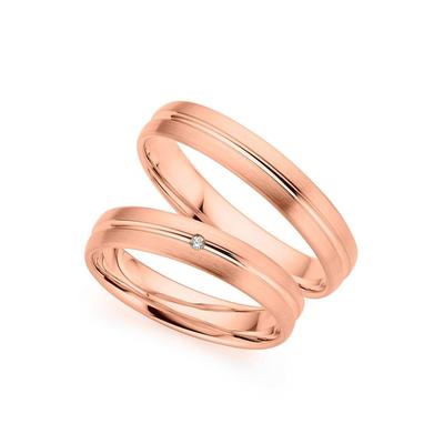 Trauring PHÖNIX "Schmuck Geschenk Gold 333 Trauring Ehering LIEBE versch. Varianten" Gr. 64, rosa (roségoldfarben), Fingerringe, 64, 0,01 ct SI = kleine Einschlüsse mit Brillant, Roségold 333, 4,0mm, Rosu00e9gold 333, Made in Germany, wahlweise mit... Image