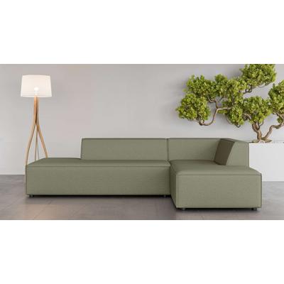 Ecksofa INOSIGN "Ecksofa Cavan mit Ottomane links oder rechts bestellbar", grün, B:270cm H:72cm T:180cm, 100% Polyester, Sofas, L-Form mit Wellenunterfederung, Maße B/T/H: 270/180/72 cm Image