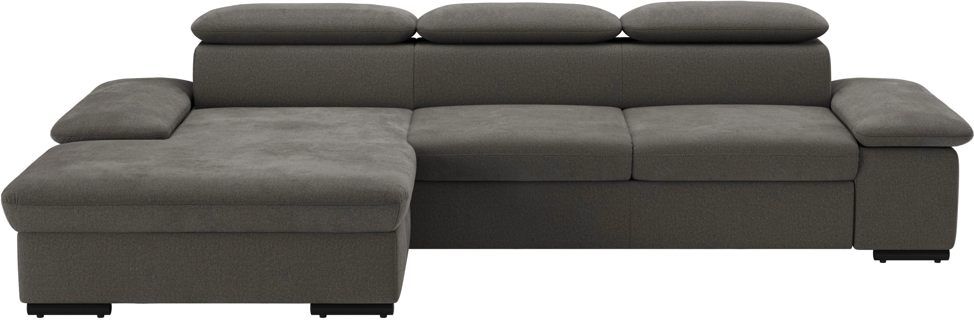 Ecksofa SIT & MORE "Alcudia L-Form", grau (fango), B:286cm H:73cm T:174cm, 100% Polyester, Sofas, wahlweise mit Bettfunktion Image