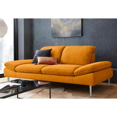 2,5-Sitzer W.SCHILLIG "enjoy&MORE", gelb (brandy s37), B:232cm H:87cm T:110cm, Chenille-Flachgewebe R66 (85% Polyester, 15% Nylon), Longlife Xtra-Leder Z59: Glattleder mit modischer Prägung. Hautstärke 0, 9 - 1, 1 mm, Stoff S37 (100% Polyester),... Image