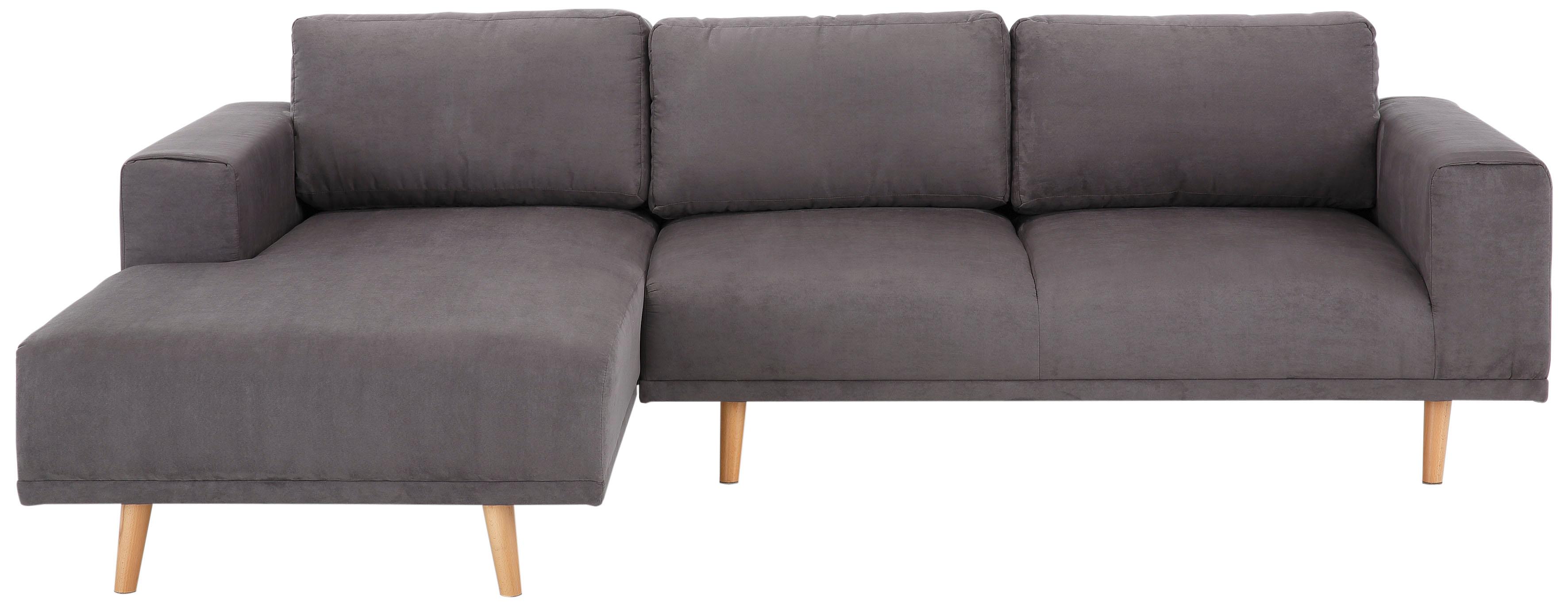 Ecksofa HOME AFFAIRE "Lasse L-Form", grau, B:273cm H:90cm T:167cm, Struktur fein( 100% Polyester);Filzoptik (100% Polyester);Luxus-Microfaser (100% Polyester), Sofas, im scandinavischen Stil mit Holzfüßen