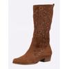 Stiefel HEINE, Damen, Gr. 42, braun (cognac), Leder, Veloursleder, Rindsleder, modisch, Schuhe Cowboystiefel Sommerstiefel Reißverschlussstiefel