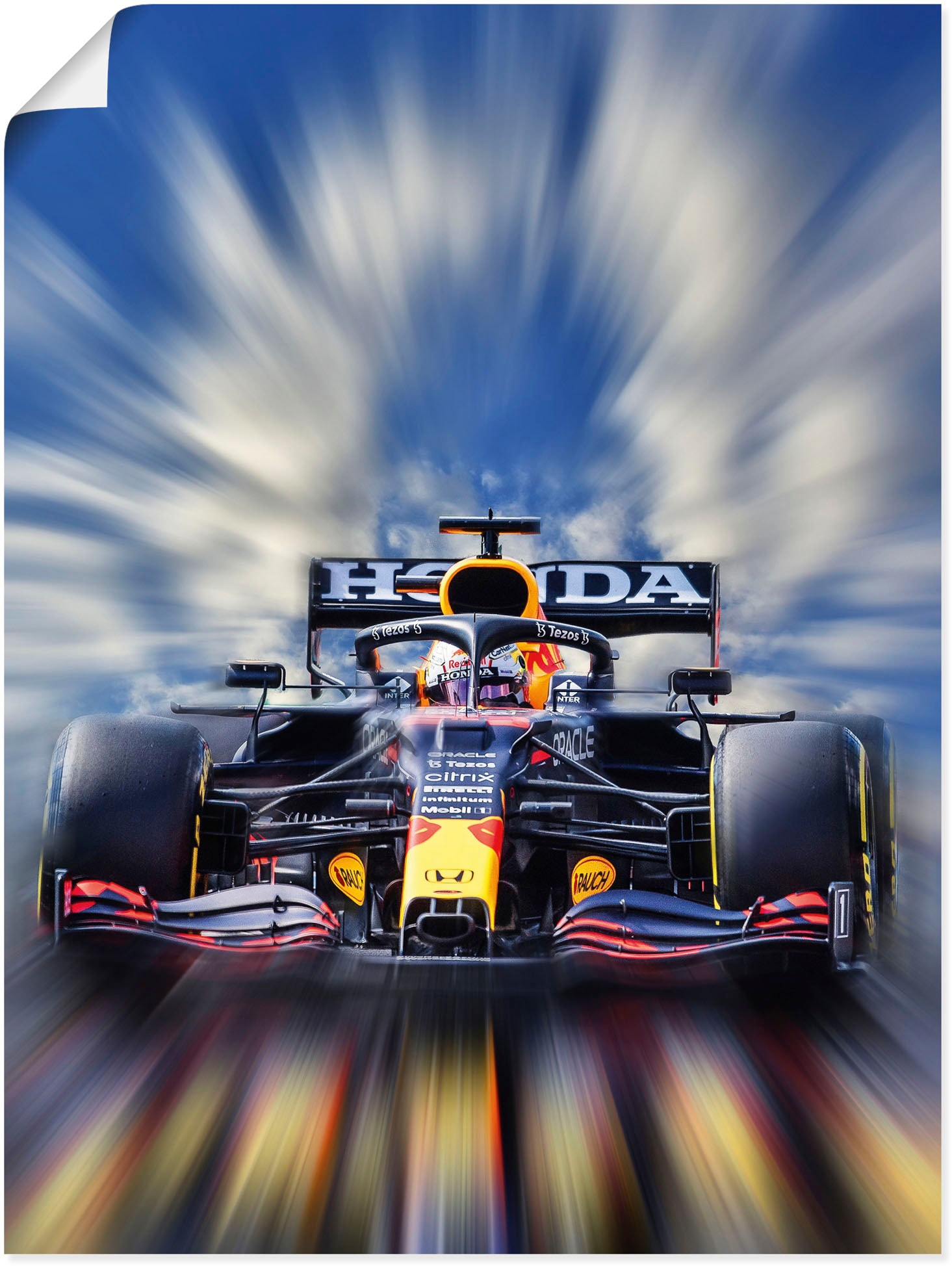 Wandbild ARTLAND "Max Verstappen - Weltmeister der Formel1", blau (farbe bild(er): blau), B:60cm H:80cm, Bilder, als Alubild, Outdoorbild, Leinwandbild, Poster, Wandaufkleber Image