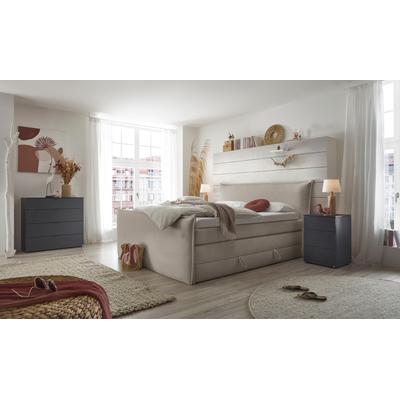 Boxspringbett "Florida", grau (hellgrau), L:228cm, SET ONE BY MUSTERRING, Komplettbetten, in modernem Cord-Bezug, mit Bettkasten, in 3 Größen erhältlich Image