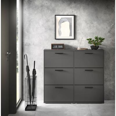 Schuhkommode HBZ "Sam Schuhkipper, Schuhschrank BxHxT 116x103x17 cm", grau (anthrazit, anthrazit), B:116cm H:103cm T:17cm, Holzwerkstoff, Sideboards, mit 6 Klappen Image