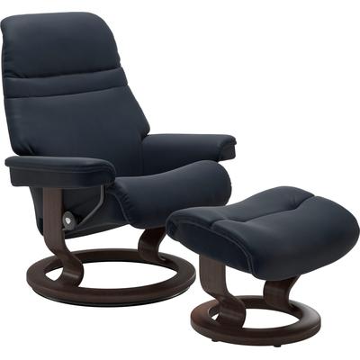Relaxsessel STRESSLESS "Sunrise", blau (shadow blau paloma), B:75cm H:100cm T:73cm, Leder BATICK: BATICK ist ein leicht korrigiertes, durchgefärbtes und genarbtes Möbelleder, bei dem die meisten Unebenheiten und Spuren in der Regel entfernt wurden.,... Image