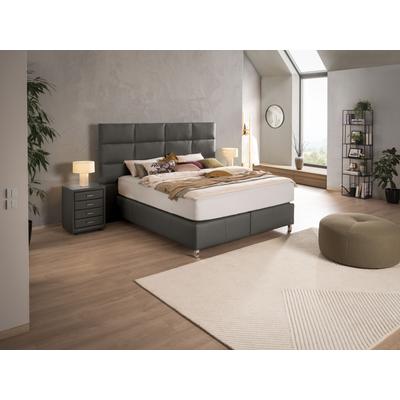 Boxspringbett ALINA "Paige", grau (dunkelgrau ea 8), B:228cm L:215cm, Leder EA (100% Echtleder), Komplettbetten, Boxspringbett, hohes Kopfteil, in unterschiedlichen Ausführungen erhältlich Image