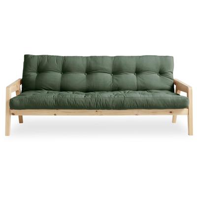 Schlafsofa KARUP DESIGN, grün (olivgrün), B:204cm H:40cm T:90cm, Sofas, Mit Holzstruktur, inkl. Futonmatratze, Liegefläche 130x190 cm Image