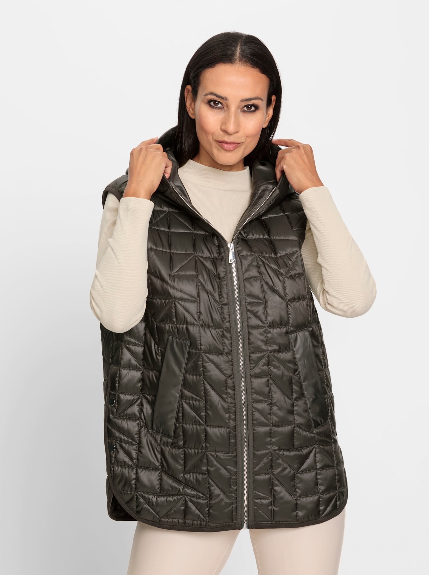 Steppweste HEINE, Damen, Gr. 50, grau (graphit), 55% Polyester, 45% Polyamid, Wattierung:100% Polyester, unifarben, Westen Image