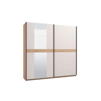 Schwebetürenschrank INOSIGN "Modena, Breite 220 cm, FSC-zertifiziert, Trendfarbe cashmere", beige (cashmere), B:220cm H:217cm T:62cm, Spanplatte, Kunststoff, Metall, MDF, Schränke, Schlafzimmerschrank mit Spiegel, mit verschiedenen Innenausstattungen Image