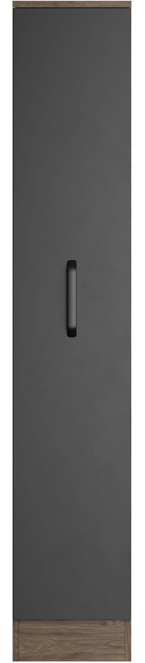 Apothekerschrank WIHO KÜCHEN "Elba, Breite/Höhe: 30/165 cm", schwarz (front: schwarz, korpus: halifax eiche braun), B:30cm H:165cm T:57cm, Holzwerkstoff, Schränke, Apothekerschrank, mit 4 Ablagekörben