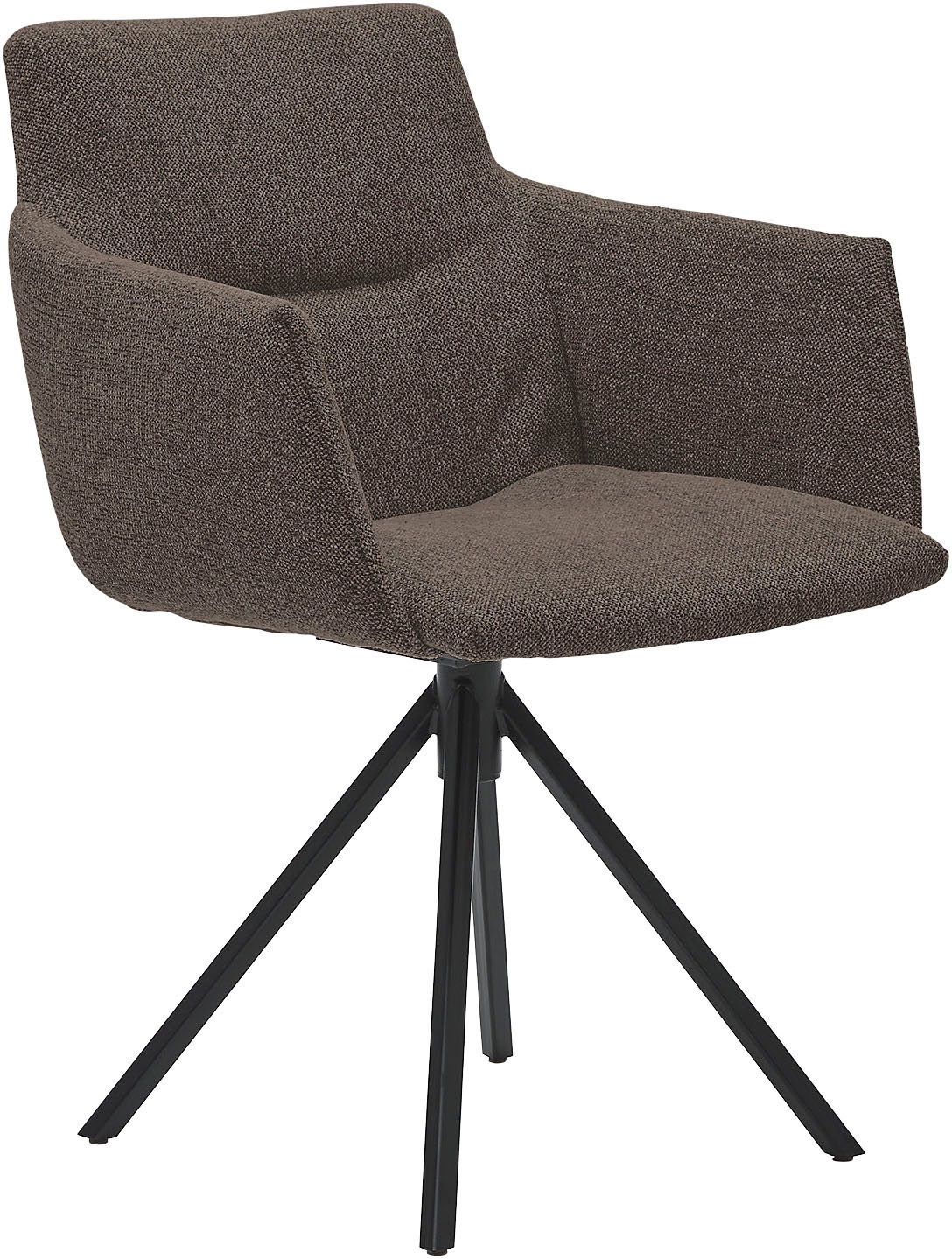 Polsterstuhl MUSTERRING "JustB SP500", braun (tobacco), 1 Stk., Flachgewebe, nicht drehbar, Stühle, Polsterstuhl, mit Armlehne, wahlweise mit Drehfunktion, Stativgestell in schwarz