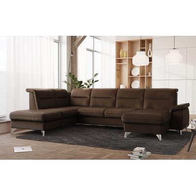 Wohnlandschaft SIT & MORE "Astoria U-Form", braun (dunkelbraun), B:327cm H:91cm T:225cm, 100% Polyester, Sofas, wahlweise mit motorischer Relaxfunktion Image