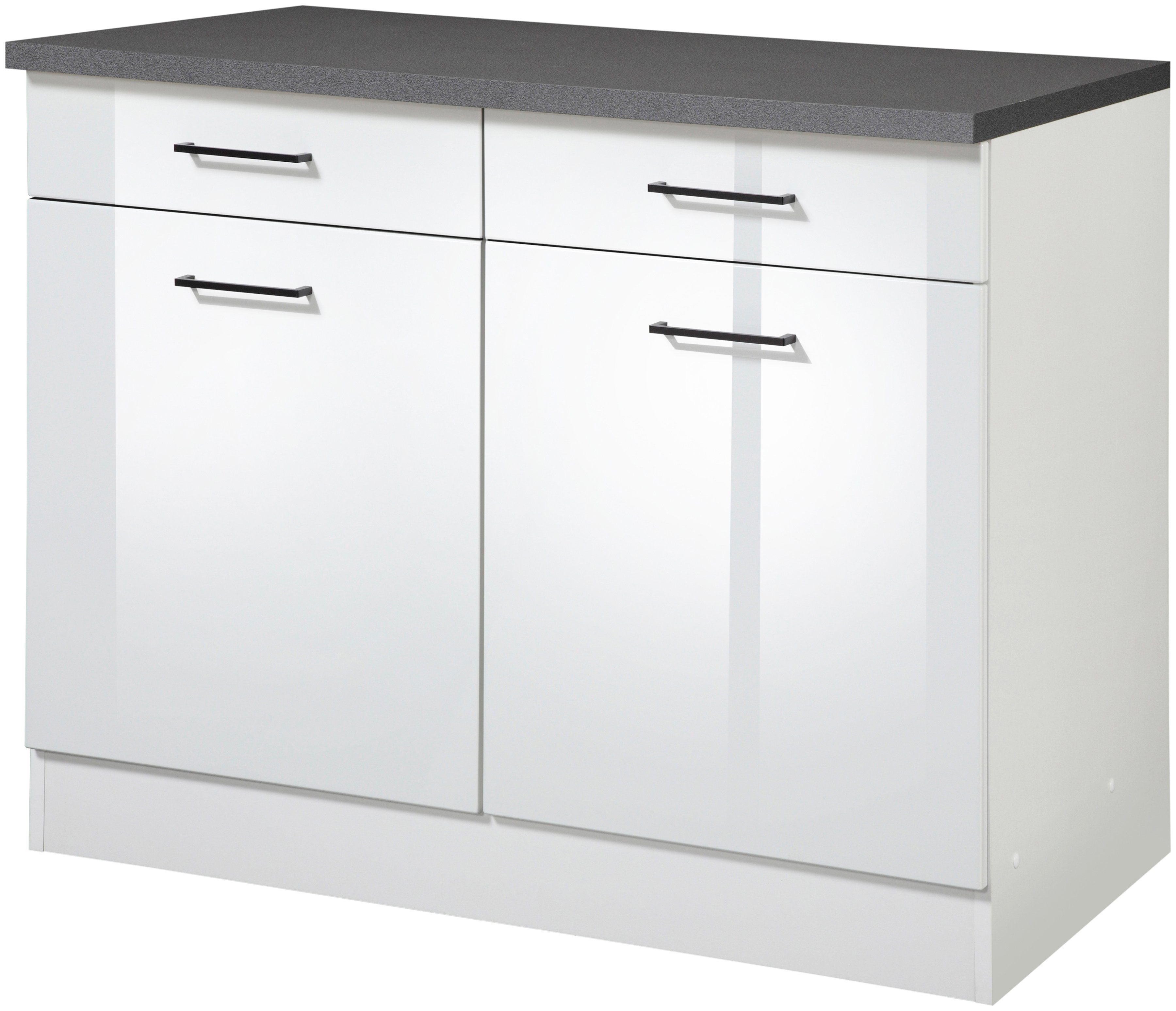 Unterschrank KOCHSTATION "KS-Trier", weiß (weiß hochglanz, weiß), B:100cm H:85cm T:60cm, Holzwerkstoff, MDF, Schränke, Breite 100 cm, für viel Stauraum Image